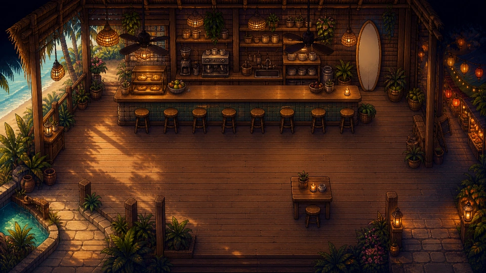 Beach café placement location